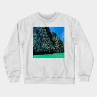 Ocean Rock Formation and Blue Green Waves Crewneck Sweatshirt